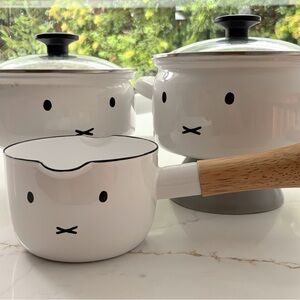 Fuji Horo Miffy Enamel Cookware Set – Japan – Double Pot, Single Pot & Milk Pan